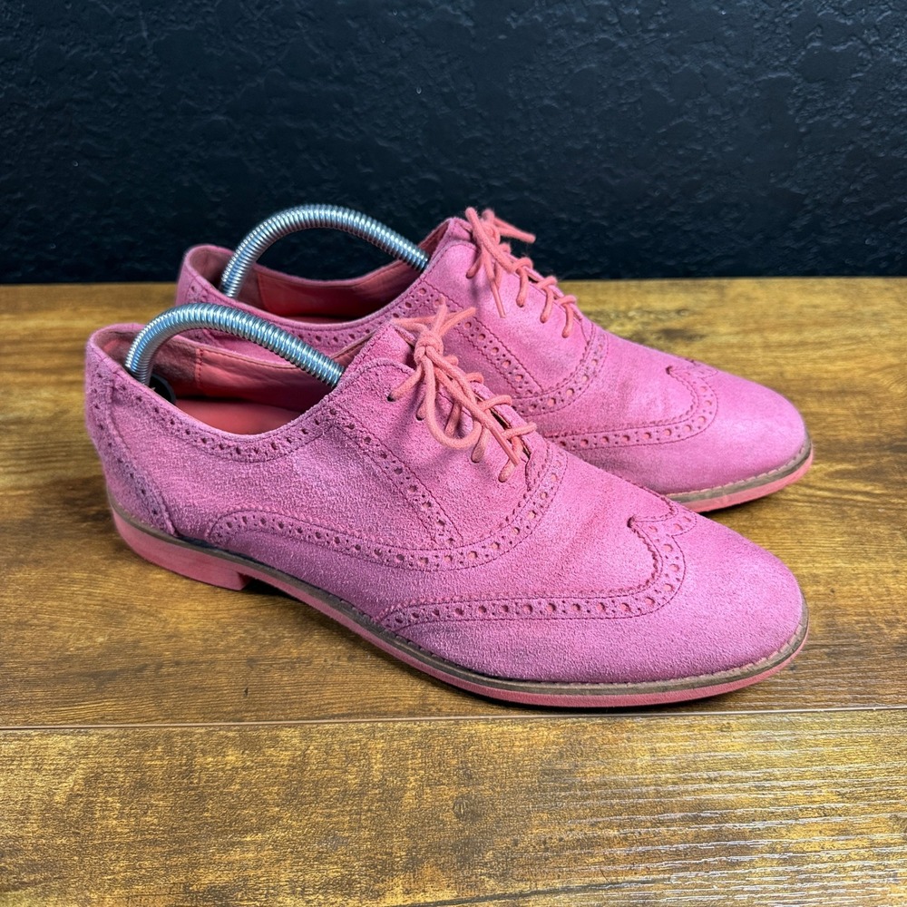 Cole Haan Cambridge D42274 Pink Suede Wingtip Oxford Women Size 10